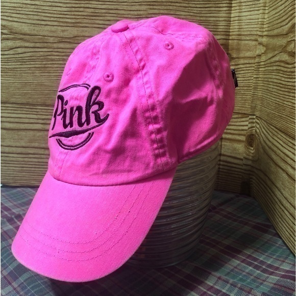 🚦PINK by Victoria’s Secret pink & black adjustable cotton cap - Picture 1 of 10